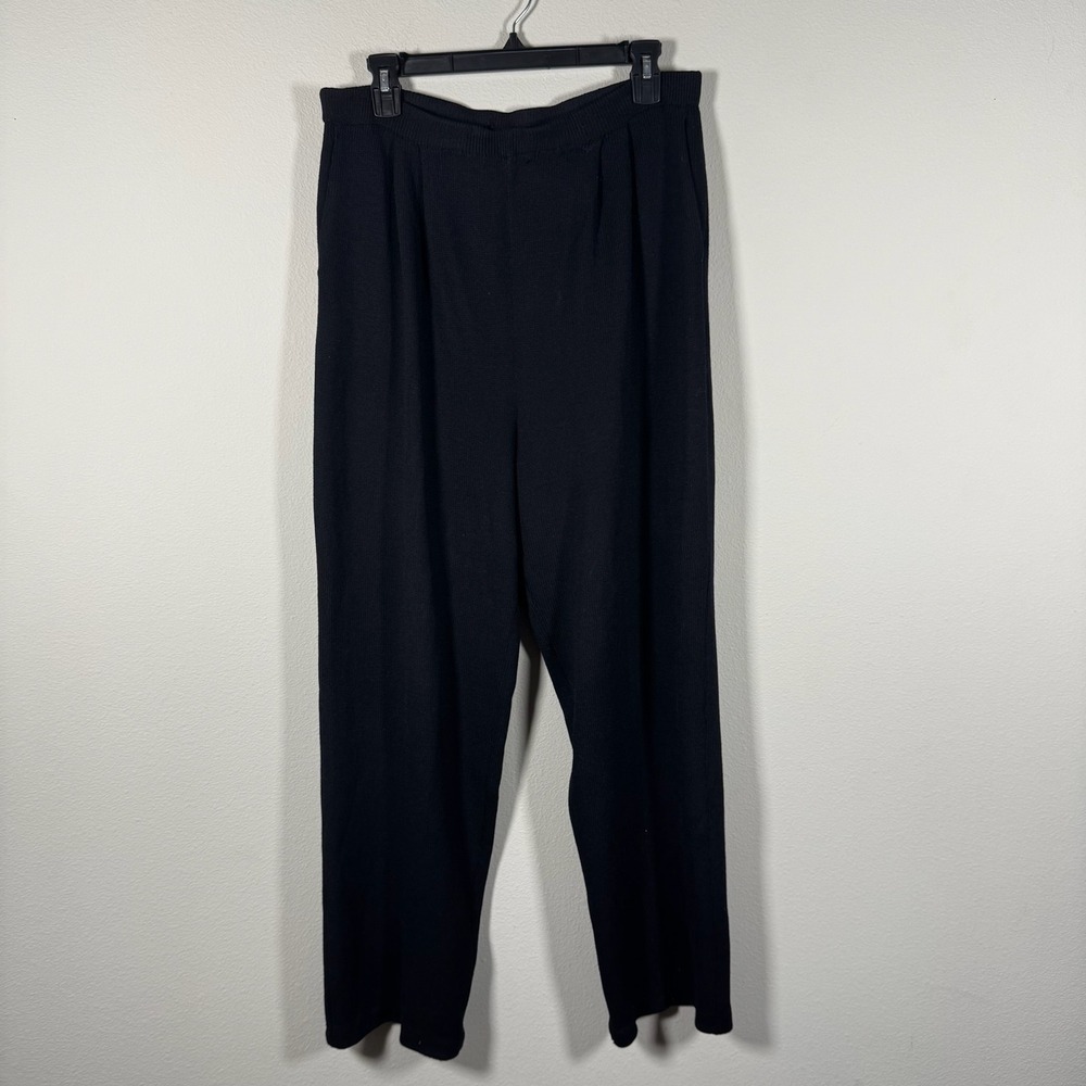 St. John Basics Black Santana Knit Straight Leg Pants Womens 10 Made in USA
